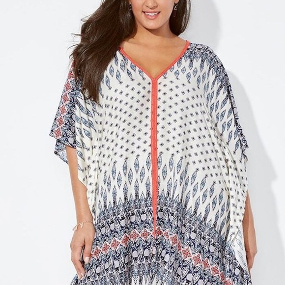 Swimsuits For All Kelsea cover up tunic in blue boho coral 18/20 - Picture 8 of 11